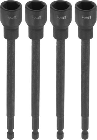 QUARKZMAN 4 Stück 10mm 6-Punkt Steckschlüssel Stecknuss mit 1/4" Sechskantschaft, 150mm Lang Metrischer Magnetisch Bohrerspitze Schwarz Phosphatiert Cr-V Stahl Schraubendreher