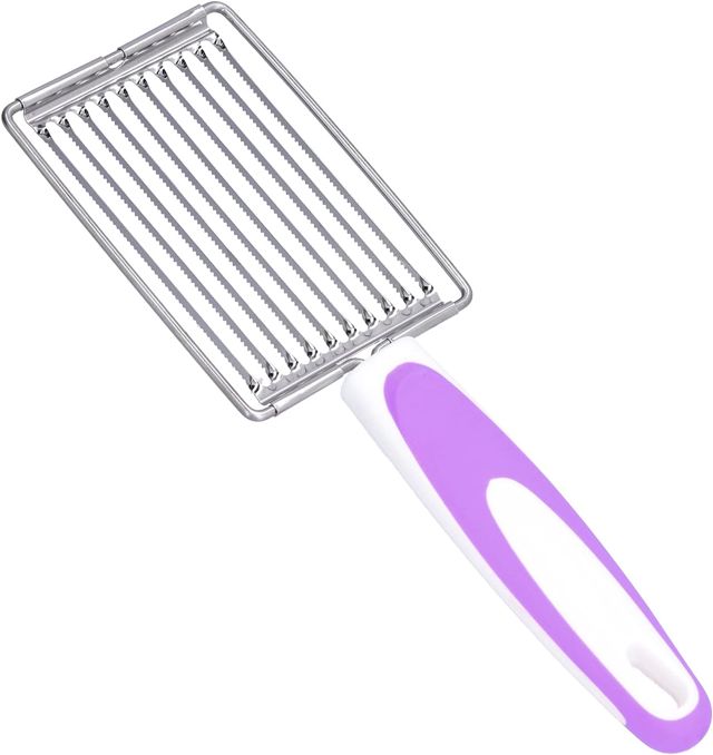 Manueller Eierschneider Schneider Edelstahl Eier Schneiden Mehrzweck Mittagessen Fleisch Draht Schneider mit Rutschfestem Griff Eier Banane Schneider Zwiebelhalter Slicer mit 10 Drähten(Lila)