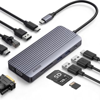 Anker 7-in-1 USB-C Hub, Dual Display USB-C Docking Station, Dual HDMI Display, 100W Stromzufuhr, 10Gbit/s Datenübertragungen, USB-Anschlüsse für MacBook Air/Pro, Dell XPS, iPad Pro und mehr