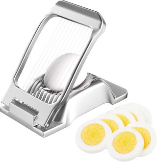 Newpop Eierschneider aus robuster Aluminium, Eischneidewerkzeug einzeln gespannte Schneiddrähte, Spülmaschinenfest und leicht zu reinigen, Eierteiler Spalten für Eier, Kiwi, Erdbeeren, Weiche Speisen