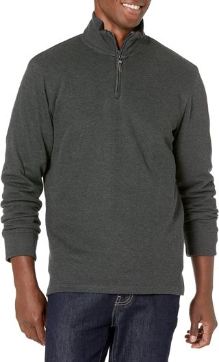 Amazon Essentials Herren Troyer Pullover mit Viertelreißverschluss aus Rippstrick