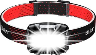 Blukar LED Stirnlampe Aufladbar, Stufenlos Dimmbar Kopflampe mit Rotlicht