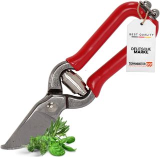 Gartenschere rot 14 cm, kleine Handgartenschere, Blumenschere leicht, kompakte Obstschere, präziser Strauchschnitt, einfache Pflanzenpflege, ergonomische Schere für kleine Hände