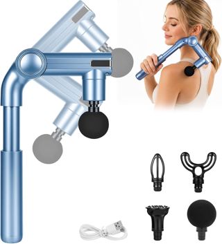 Massagepistole mit Ausziehbarem Griff 4 Massageköpfen 3 Einstellbare Winkel