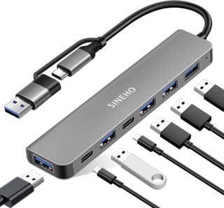 7-in-1 USB Hub mit USB-C/USB-A Doppelanschluss