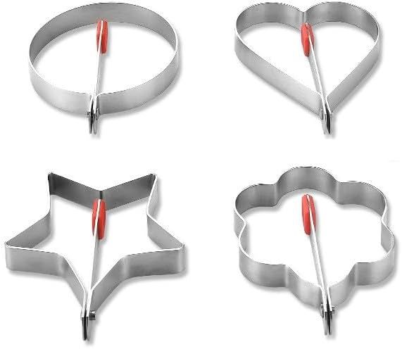 4er-Pack Eierringe aus Edelstahl 304, herzförmig, Spiegeleierformen mit