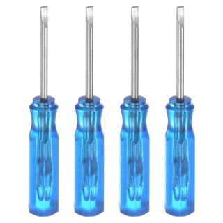 QUARKZMAN 4 Stück SL1.5 Mini Schlitzschraubendreher Set Kleine Schraubenzieher Set 1.5mm Magnetisch Schlitzkopf 45mm Länge Feinmechaniker Schraubendreher Set für Reparatur Werkzeug Set, Blau