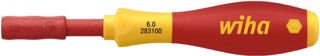 Wiha Schraubendreher mit Bithalter SoftFinish® electric slimVario für slimBits (34577) 6 mm x 50 mm VDE geprüft, stückgeprüft, ergonomischer Griff für kraftvolles Drehen, Allrounder für Elektriker