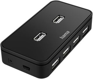 Hama USB Hub, 7 Ports (USB 2.0 Hub, 480 Mbit/s, ,mit Netzteil und abnehmbarem Kabel, ideal zum Verbinden von Maus, Tastatur, Festplatte mit PC, Laptop, Tablet, MacBook)