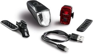 LED Fahrrad Leuchten Set mit USB-C Fahrradbeleuchtung Licht 15/30/70 Lux Automatische Lichtsteuerung Spritzwassergeschützt Passend für alle gängigen Fahrradtypen