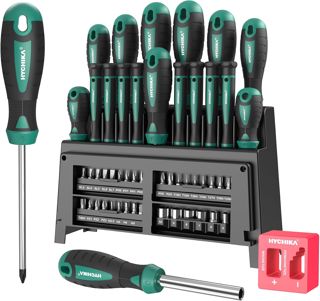HYCHIKA Magnetisches Schraubendreher-Set mit Flachkopf, Kreuzschlitz, Präzisions- und Bit-Schraubendreher, geeignet für Heimwerker, Zuhause, Bauernhofwartung, 51-teilig