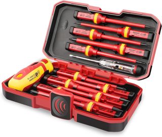 VDE Isolierter Schraubendreher Satz, 13-teilig, 1000 V Magnetisch Schlitz, und Pozidriv, Schraubendreher mit Spannungsprüfer, Elektriker-Schraubendreher-Set