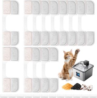 12 Packungen Katzenbrunnen Filter kompatibel mit FEELNEEDY FN-W17 3,2 L Katzenbrunnen, inkl. 12 Aktivkohlefilter Cat Fountain Filter und 12 Schwämme für Pumpe