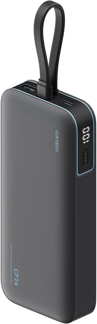 CUKTECH CP24 20000 mAh Powerbank mit Integriertem USB-C-Kabel, 40W PD Schnellladung Power Bank mit 3 Anschlüssen Digitales Display für iPhone 17/16, Samsung S26/S25, iPad Pro, MacBook Air