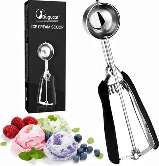 Bugucat Eisportionierer Edelstahl 304, Cookie Scoop 5cm, Ice Cream Scoop Eiscremelöffel mit Auslöser, Eislöffel Keksportionierer Speiseeislöffel für Obst Eiscreme Plätzchen Teig EIS