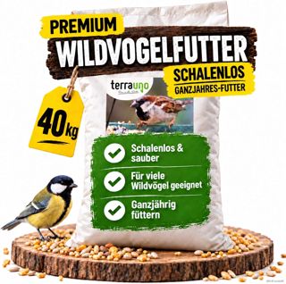 TerraUno Vogelfutter Wildvögel Ganzjährig, Wildvogelfutter Schalenfrei 10Kg