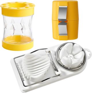 Eierschäler für Gekochte Eier, Eierschneider, 3-teiliges Eieröffner Set, 3-Teiliges Set für Gekochte Eier, Eieröffner Eierschäler, für Salate, Frühstück Familien und Schnelle Frühstückszubereitung