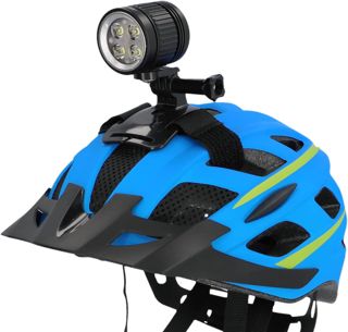 FISCHER Fahrrad Helmlampe, LED Akku Helmleuchte mit 7 Std. Leuchtdauer, Offroad-Action-Leuchte, 4 Dauerleuchtmodi, Akkuanzeige, Go-Pro Halterung, 1600 Lumen, Schwarz