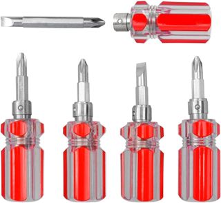 Mesee 5 Stück Stubby Ratschenschraubendreher, Mini Schraubenzieher kurz Set