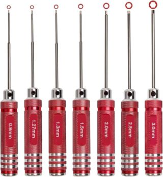 LEONTOOL Sechskant-Schraubendreher-Set, 7-teilig, RC-Werkzeug-Set, 0,9, 1,27, 1,3, 1,5, 2,0, 2,5, 3,0 mm, metrischer Sechskant-Schraubendreher-Set, Mikro-Sechskant-Inbusschlüssel, Schraubendreher-Set