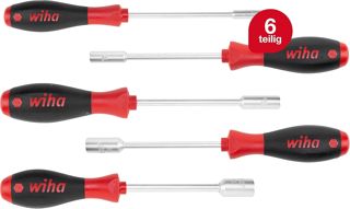 Wiha Schraubendreher Set SoftFinish® Sechskant-Steckschlüssel 5-tlg. ergonomischer Griff für kraftvolles Drehen I Allrounder für Industrie und Handwerk (01034)
