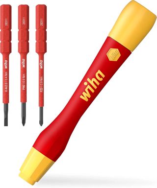 Wiha Feinschraubendreher Set PicoFinish® slimVario® electric 4-tlg. I mit slimBits I Präzisionsschraubendreher I Schlitz, PH, PZ (43167)