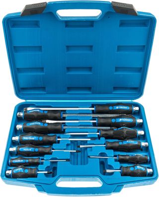 S-S12PC Satz Schraubendreher Kreuz-Schlitz 12 teilig mit durchgehender Klinge und Sechskantanschluß