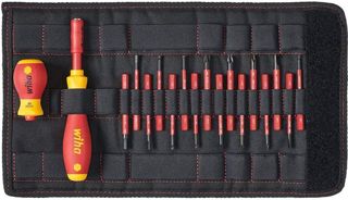 Wiha Schraubendreher und Bit Set slimVario (41231) 19tlg. |Schraubenzieher Griff VDE Bits für Elektriker I Schlitz/Kreuz/PlusMinus/TORX/Innensechskant
