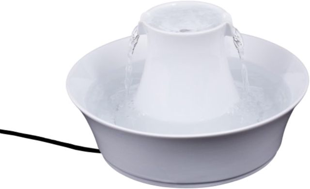PetSafe Drinkwell Keramik-Trinkbrunnen Avalon, Gefiltertes Trinkwasser für Hunde und Katzen, 2 L Wasserkapazität, Weiß