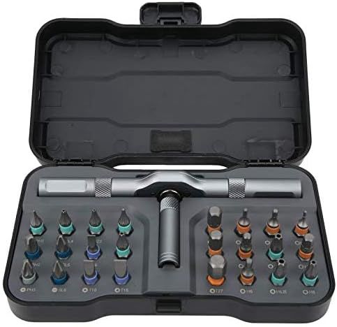 24 in 1 Magnetisches Schraubendreher set,Ratschenschraubendreher set mit abnehmbarer Handhabe, tragbares drehbares Ratschengriff Werkzeugset für die Reparatur von Möbeln, Computern und Fahrrädern