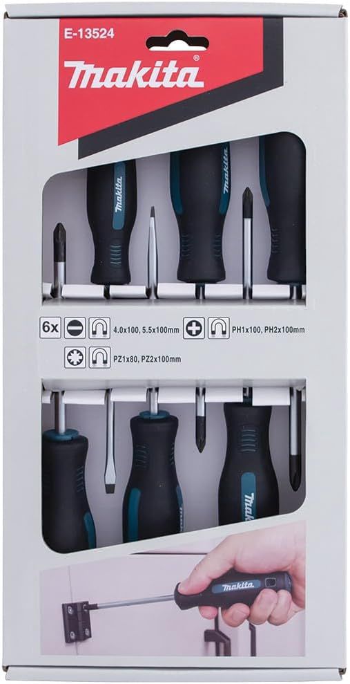 Makita Hand Phillips Pozi und Schlitz DIY Schraubendreher (6 Stück Set)