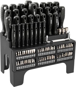 TECPO Schraubendreher Set 100-tlg, mit Präzisions- und Winkelschraubendreher, Bit-Stecknüsse Sortiment