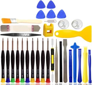 JZK 33-teiliges Handy-Reparaturwerkzeug-Set, Öffnungswerkzeug, Präzisions-Schraubendreher-Set, komplettes professionelles Universal-Werkzeugset, kompatibel mit iPhone, iPad, Samsung, Tablet, Laptop