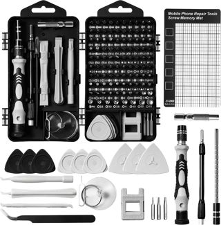 122 in 1 Feinmechaniker Werkzeug Set, Handy Reparatur Werkzeug Set mit 101 Feinmechaniker Schraubendreher Bits für PC Computer iPhone Laptop Tablet PS5 Xbox Uhren Kamera Brillen (Grau)