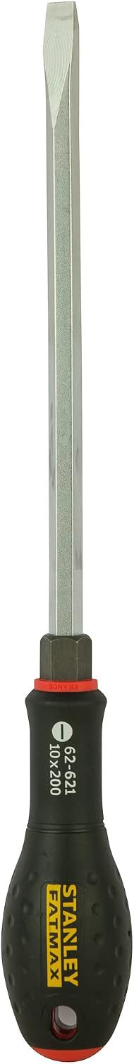 Stanley FatMax Schraubendreher mit Sechskantansatz FMHT0-62621 (Schlitz, 10 x 200mm Klingenlänge, Chrom-Vanadium-Klinge, sandgestrahlte Spitze, ergonomischer SoftGrip Handgriff mit Aufhängeauge)