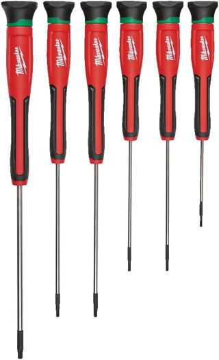 Milwaukee Satz mit 6 MILWAUKEE TRI-LOBE Präzisionstorx-Schraubendrehern 4932471870, Black-red