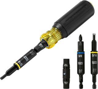 Klein Tools 32527HD KNECT 11-in-1 HVAC-Multi-Bit-Schraubendreher/Muttern-Schraubendreher, Schlagzähigkeit mit Kreuzschlitz-, Schlitz-, Vierkant- und Schrader-Bits