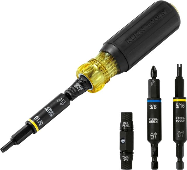 Klein Tools 32527HD KNECT 11-in-1 HVAC-Multi-Bit-Schraubendreher/Muttern-Schraubendreher, Schlagzähigkeit mit Kreuzschlitz-, Schlitz-, Vierkant- und Schrader-Bits