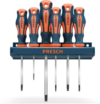 Presch TX Schraubendreher Set 6-teilig - Hochwertige, magnetische Sternschraubenzieher - Innensechsrund T Schraubenzieher Satz - Profi Werkzeug zum Schrauben