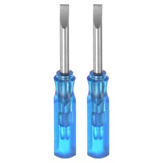QUARKZMAN 4 Stück SL2.5 Mini Schlitzschraubendreher Set Kleine Schraubenzieher Set 2.5mm Magnetisch Schlitzkopf 45mm Länge Feinmechaniker Schraubendreher Set für Reparatur Werkzeug Set, Blau