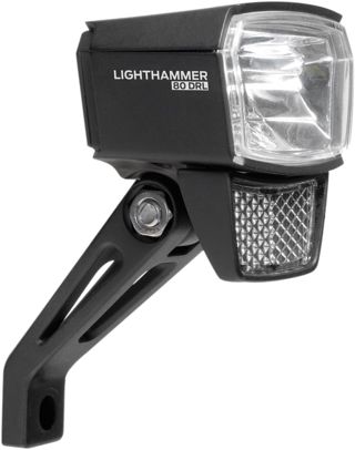 TRELOCK LS 805-T Lighthammer 60 Lux Dynamo Fahrradlicht – Tagfahrlicht-Modus – Inklusive Gabelhalterung ZL 410 – StVZO zugelassen