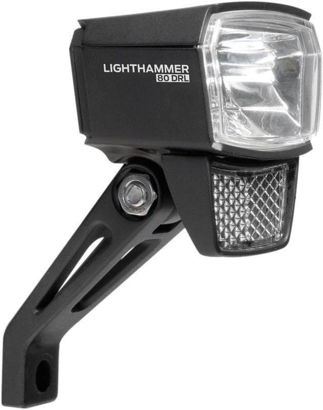 TRELOCK LS 805-T Lighthammer 60 Lux Dynamo Fahrradlicht – Tagfahrlicht-Modus – Inklusive Gabelhalterung ZL 410 – StVZO zugelassen