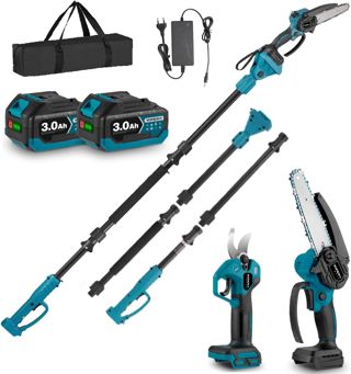 Yofidra 4-IN-1 Akku Kettensäge & Astschere mit Teleskop, blau