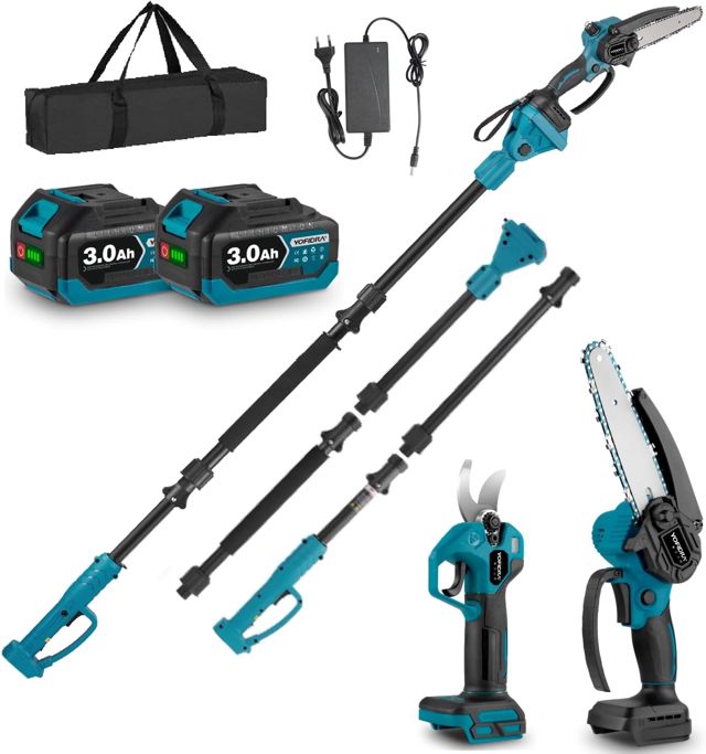 Yofidra 4-IN-1 Akku Kettensäge & Astschere mit Teleskop, blau
