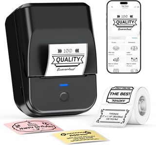 PM240 Bluetooth Etikettendrucker,Label Printer mit 1 Rolle,Schwarz
