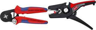 Knipex Selbsteinstellende Crimpzange für Aderendhülsen mit Seiteneinführung brüniert, mit Mehrkomponenten-Hüllen 180 mm 97 53 04 & PreciStrip16 Automatische Abisolierzange 195 mm