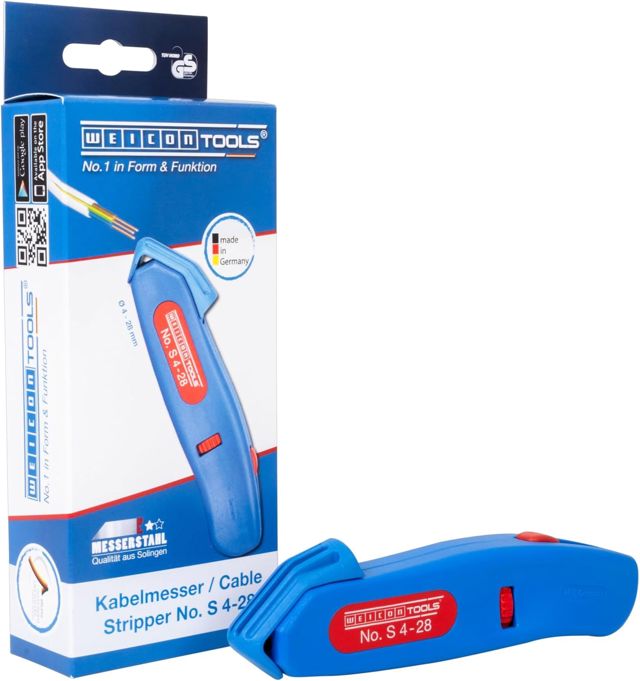 WEICON TOOLS Kabelmesser No. S 4-28, Abisolierwerkzeug für Kabel von 4-28 mm, versenkbare Hakenklinge, Made in Germany