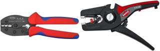 Knipex PreciForce® Crimpzange brüniert, mit Mehrkomponenten-Hüllen 220 mm 97 52 36 & PreciStrip16 Automatische Abisolierzange, in Blister, 0,08-16 mm²