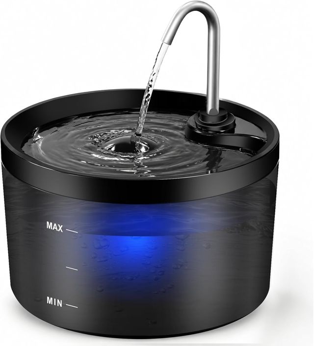 Katzenbrunnen Trinkbrunnen 2,2 L, Automatischer Wasserbrunnen für Katzen und Kleine Hunde, Leiser Trinkbrunnen mit Filtersystem und Fließendem Wasser, Einfach zu Reinigen, Wasserspender für Haustiere