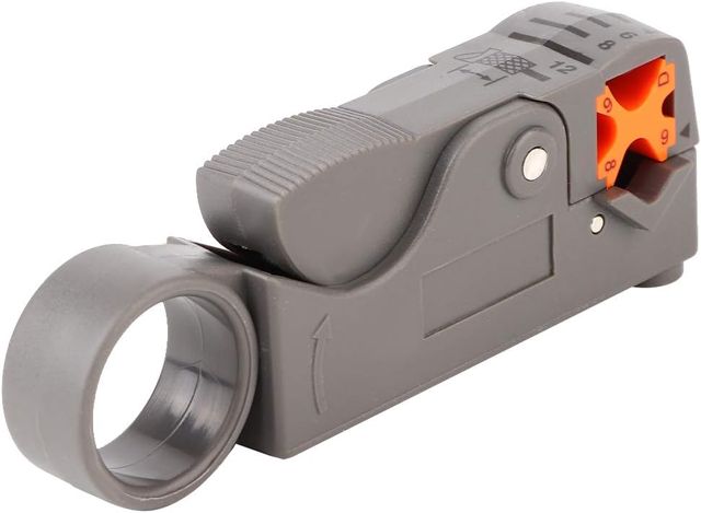 Koaxial-Kabelabisolierer, verstellbarer Drahtdurchmesser und zweifache Schneidfunktion mit Metallgriff, für Koaxialkabel RG-4 bis RG-7, bis 8mm Durchmesser